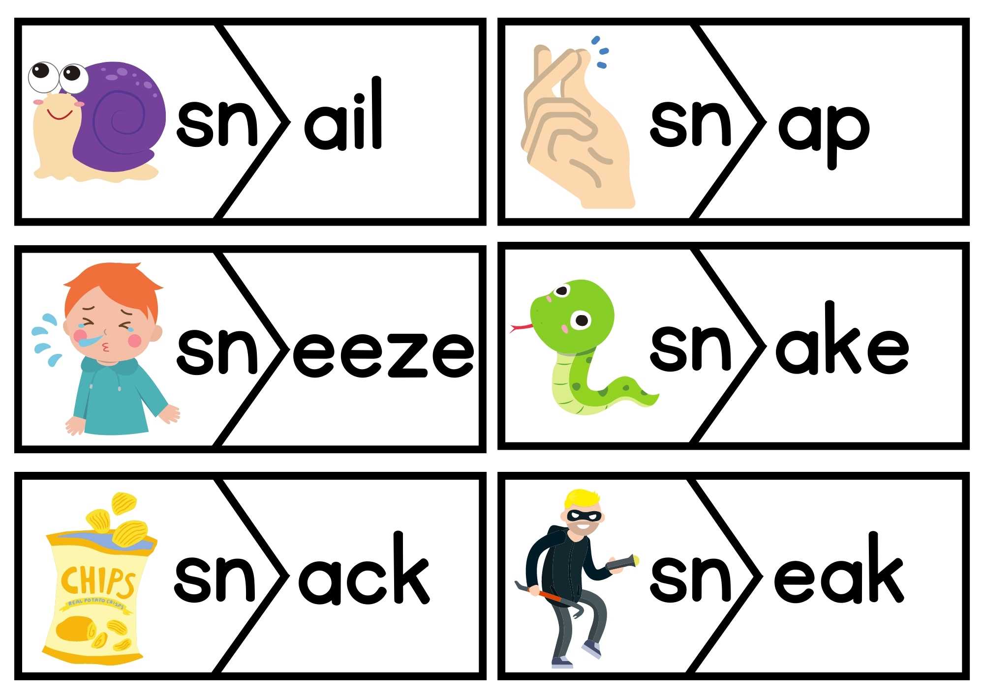 SN Beginning Blends Puzzle Match Phonics Set 1